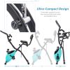 Folding Exercise Bike, Fitness Upright and Recumbent X-Bike with 10-Level Adjustable Resistance, Arm Bands and Backrest