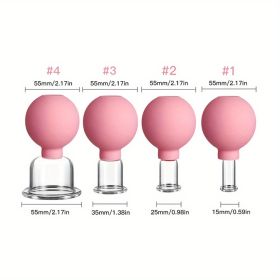 Vacuum Cupping Glass Jar Cellulite Massager For Face Acupuncture Hijama Suction Cup Reduce Puffiness Health Care Face Sucker (Color: PINK)